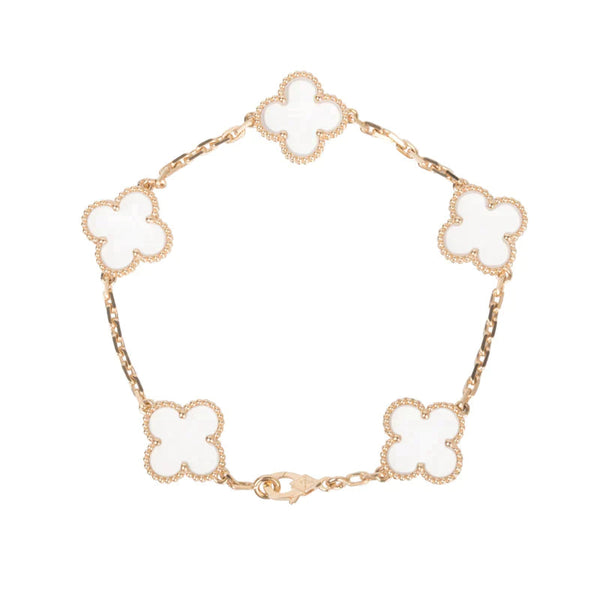 ˇTrend JewelryˇCLOVER 5 MOTIF ROCK CRYSTAL BRACELET
