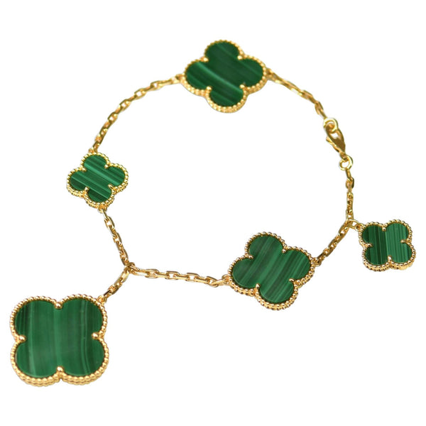 ˇTrend JewelryˇMAGIC CLOVER MALACHITE BRACELET 5 MOTIFS