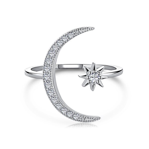 ˇTrend JewelryˇEternity Moon & Star Ring