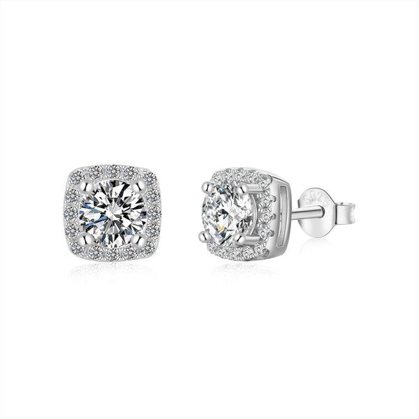 ˇTrend JewelryˇClassic Round Center Stone Stud Earrings