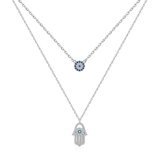 ˇTrend JewelryˇDemon Eye Hamsa Palm Necklace