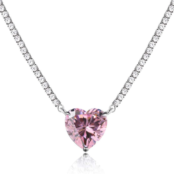 ˇTrend Jewelryˇ8.0 Carat Versatile Colorful Sweet Heart-Shaped Tennis Necklace