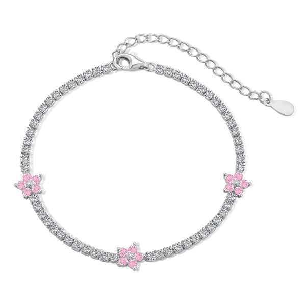 ˇTrend JewelryˇSparkling Flower Shape Tennis Bracelet