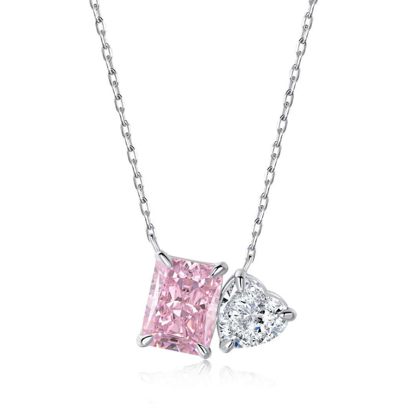 ˇTrend JewelryˇDazzling Square & Heart Shape Necklace