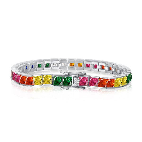 ˇTrend JewelryˇRadiant Colorful Princess Cut Tennis Bracelet