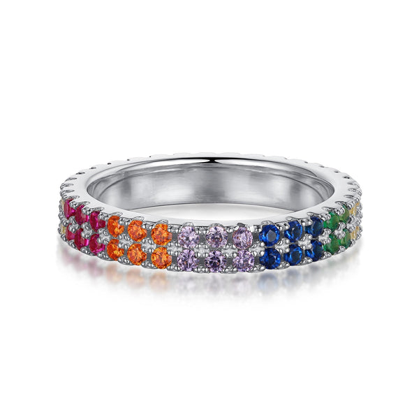 ˇTrend JewelryˇUnique Colorful Round Cut Tennis Ring