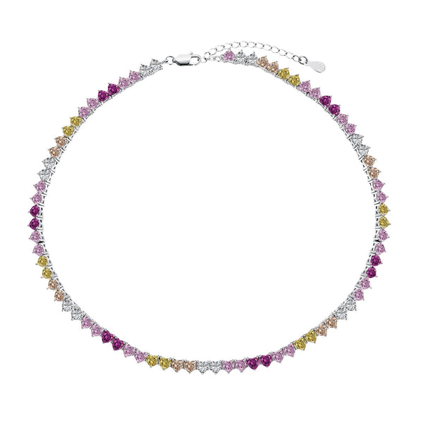 ˇTrend JewelryˇSparkling Colorful Full Heart Tennis Necklace