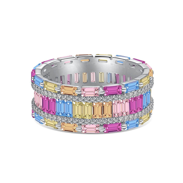 ˇTrend JewelryˇDazzling Colorful Radiant Cut Party Ring