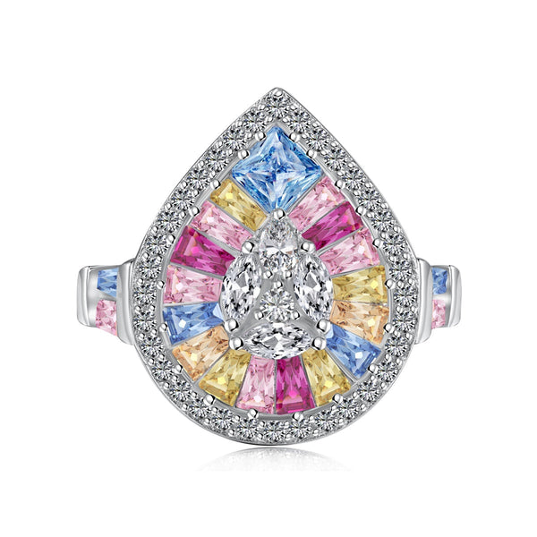 ˇTrend JewelryˇElegant Colorful Water Drop Shape Banquet Ring