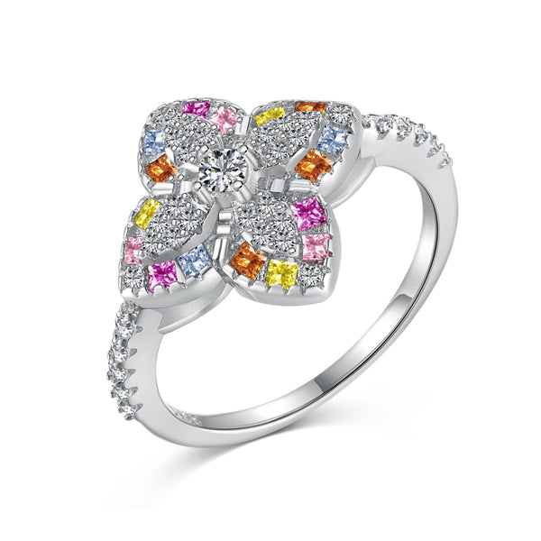 ˇTrend JewelryˇLuxurious Colorful Flower Shape Banquet Ring