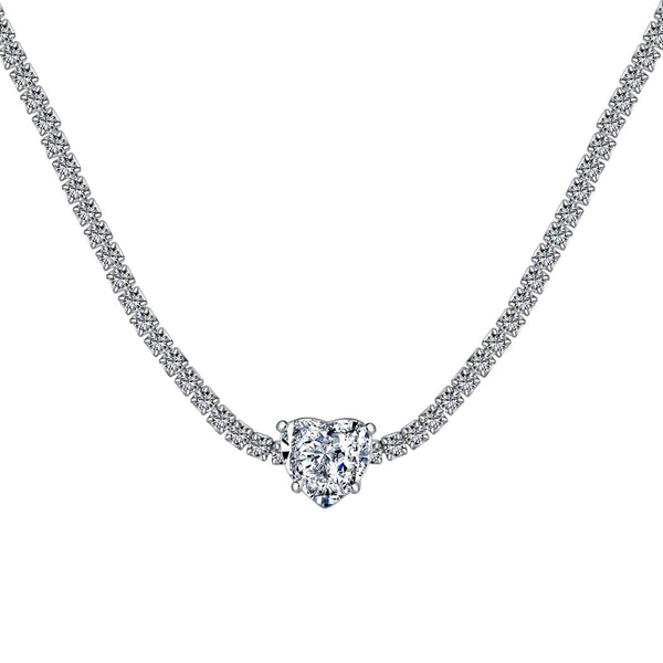 ˇTrend Jewelryˇ2.0 Carat Sparkling Tennis Heart Cut Necklace
