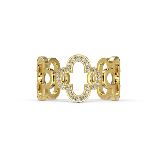 ˇTrend JewelryˇHollow Design Four-Leaf Clover Flower Shape Ring