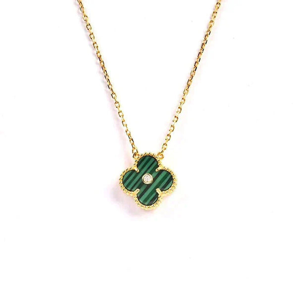 ˇTrend JewelryˇCLOVER 15MM DIAMOND TURQUOISE NECKLACE