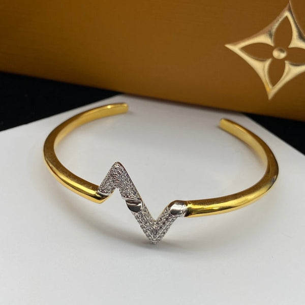 ˇTrend JewelryˇVOLTE UPSITE DOWN DIAMOND GOLD OPEN BRACELET