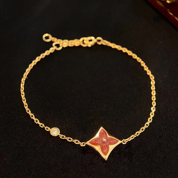 ˇTrend JewelryˇCOLOR STAR CARNELIAN PINK GOLD DIAMOND BRACELET