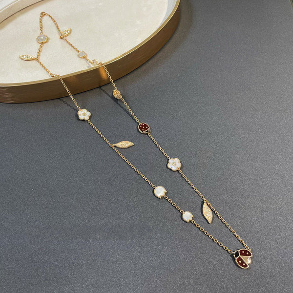 ˇTrend JewelryˇLUCKY SPRING 15 MOTIFS GOLD NECKLACE