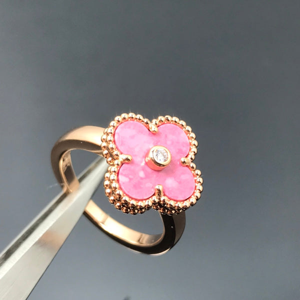 ˇTrend JewelryˇCLOVER RHODONITE ROSE GOLD RING