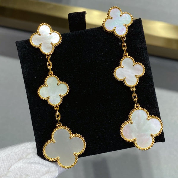 ˇTrend JewelryˇCLOVER MOP 3 MOTIFS GOLD EARRINGS