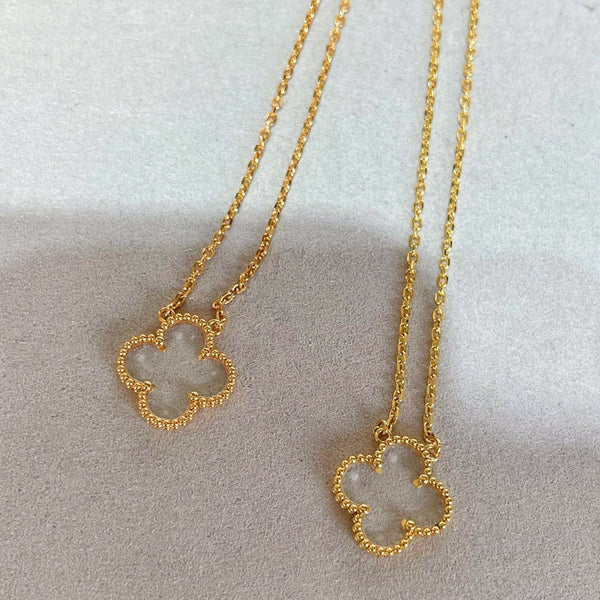ˇTrend JewelryˇCLOVER ROCK CRYSTAL ROSE GOLD NECKLACE