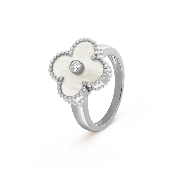 ˇTrend JewelryˇCLOVER SILVER MOP DIAMOND RING