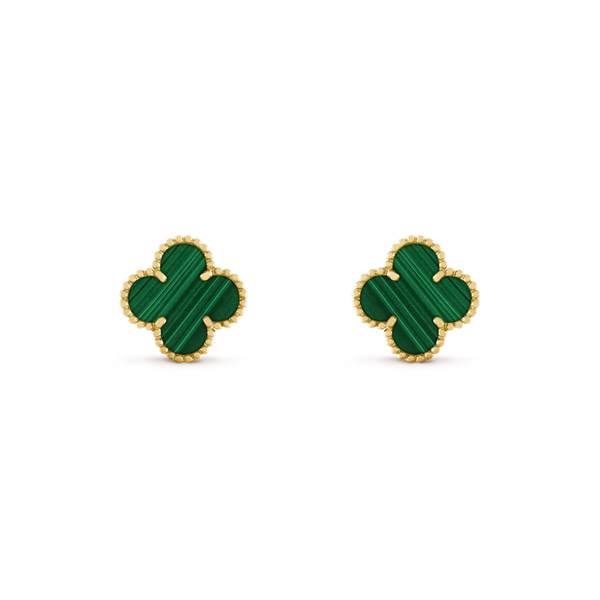 ˇTrend JewelryˇCLOVER MEDIUM 1 MOTIFS MALACHITE  EARRINGS