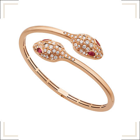 ˇTrend JewelryˇSERPENTI BRACELET PINK GOLD DIAMOND DOUBLE SNAKE