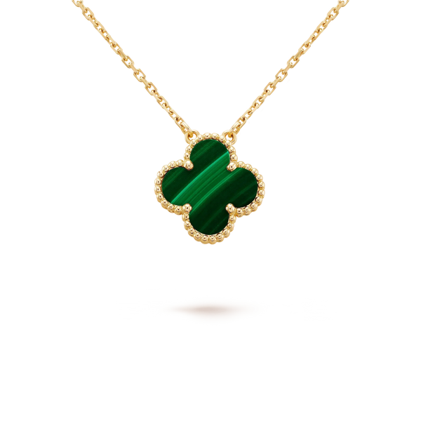 ˇTrend JewelryˇCLOVER 15MM MALACHITE SINGLE FLOWER  NECKLACE