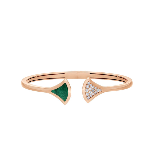 ˇTrend JewelryˇDREAM BRACELET OPEN MALACHITE PINK GOLD