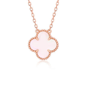 ˇTrend JewelryˇCLOVER 15MM PINK MOTHER-OF-PEARL SINGLE FLOWER NECKLACE