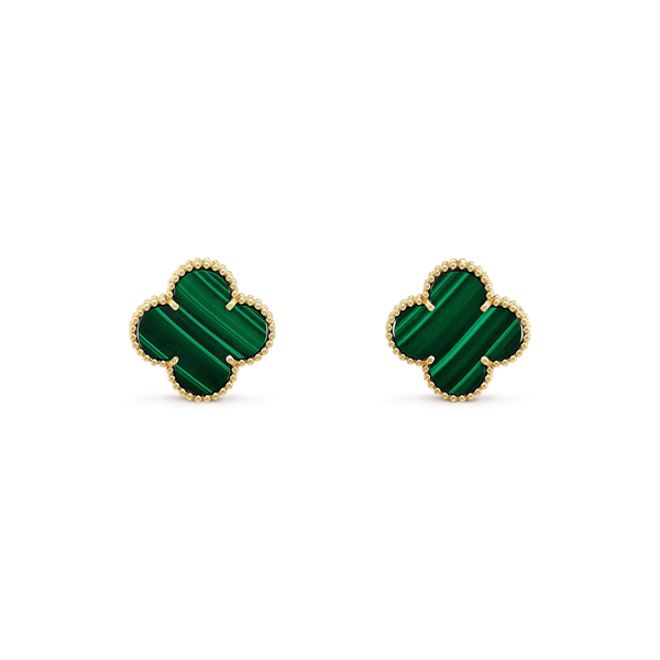 ˇTrend JewelryˇCLOVER MINI 9.5MM MALACHITE  EARRINGS