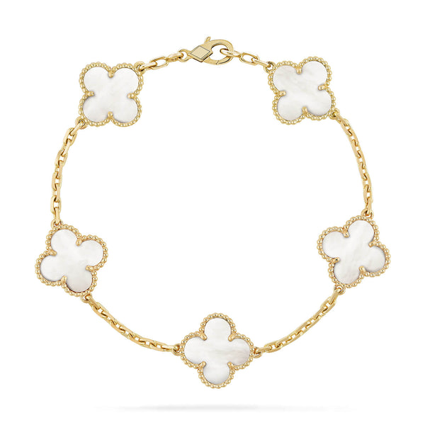 ˇTrend JewelryˇCLOVER  5 MOTIF WHITE MOP BRACELET