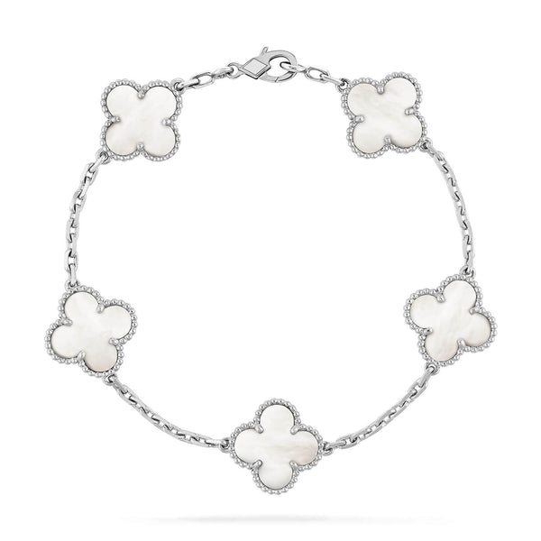 ˇTrend JewelryˇCLOVER SILVER MOP 5 MOTIF BRACELET