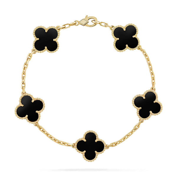 ˇTrend JewelryˇCLOVER  5 MOTIFS BLACK ONYX BRACELET