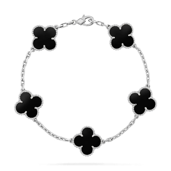 ˇTrend JewelryˇCLOVER 5 MOTIF ONYXS  BRACELET