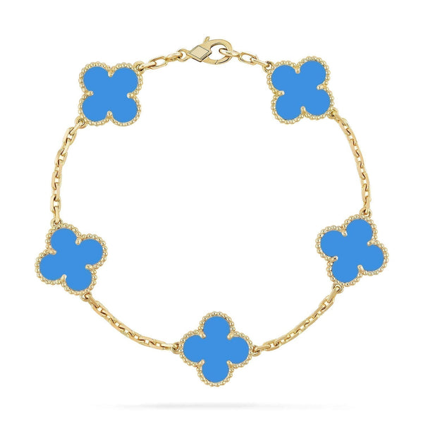 ˇTrend JewelryˇCLOVER 5 MOTIFS BLUE AGATE BRACELET