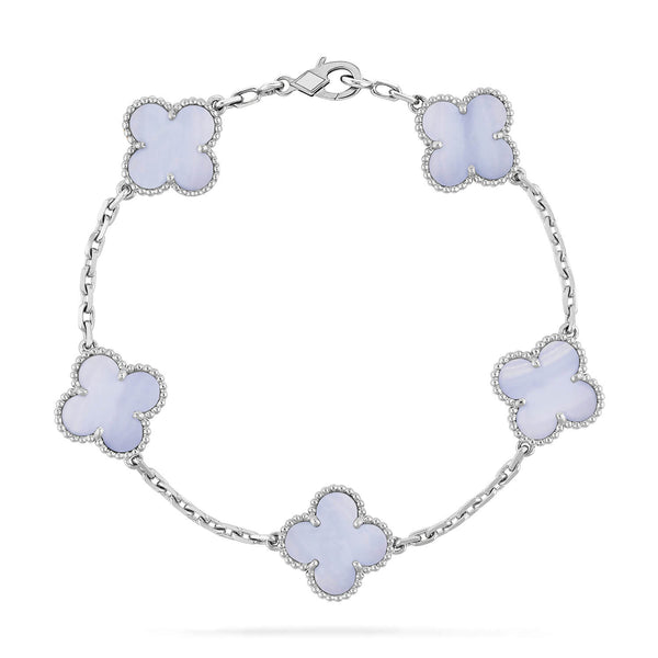 ˇTrend JewelryˇCLOVER  5 MOTIF PURPLE CHALCEDONY BRACELET