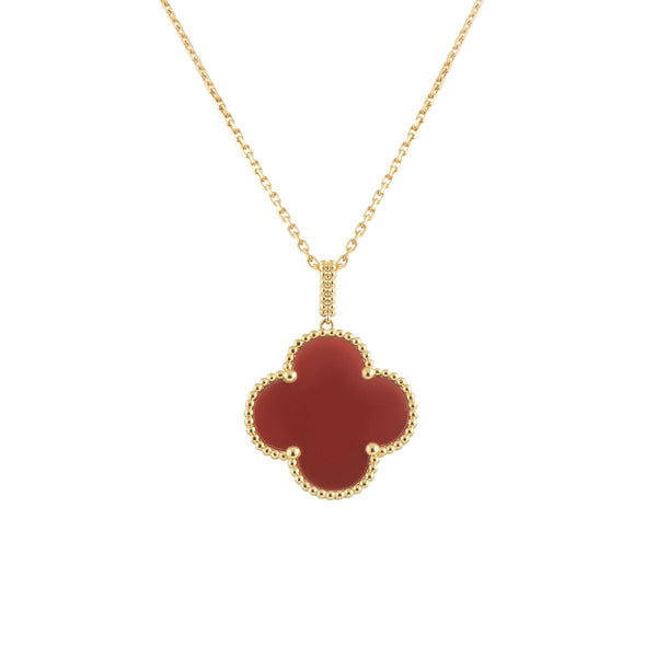ˇTrend JewelryˇCLOVER 25MM NECKLACE GOLD CARNELIAN