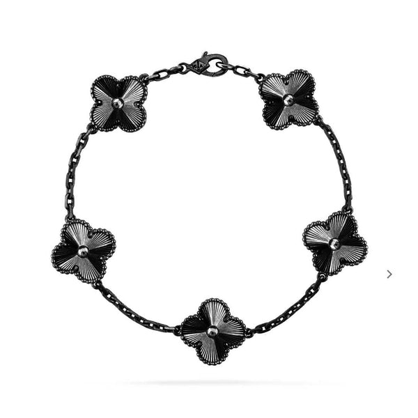ˇTrend JewelryˇCLOVER 5 MOTIF BLACK BRACELET