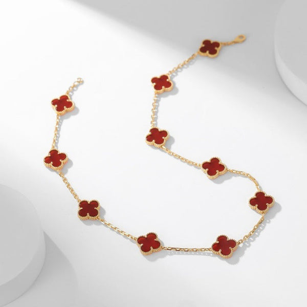 ˇTrend JewelryˇCLOVER 10 MOTIFS CARNELIAN NECKLACE
