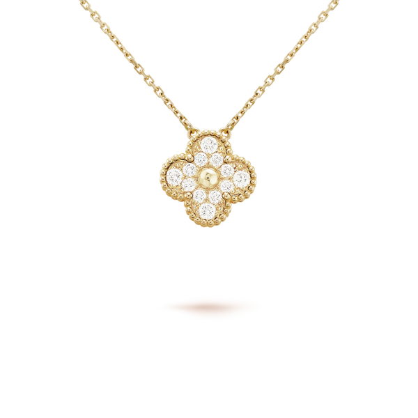 ˇTrend JewelryˇCLOVER 15MM DIAMOND SINGLE FLOWER NECKLACE