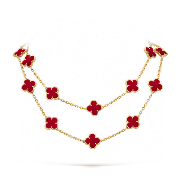 ˇTrend JewelryˇCLOVER 20 MOTIFS CARNELIAN NECKLACE