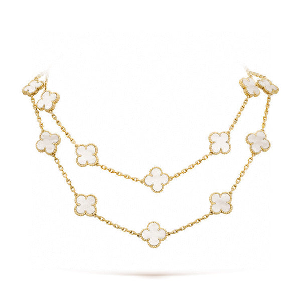 ˇTrend JewelryˇCLOVER 20 MOTIFS WHITE MOP NECKLACE