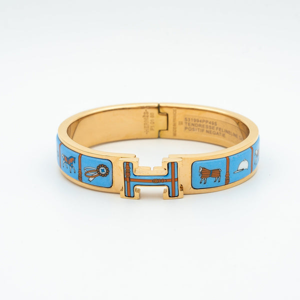 ˇTrend JewelryˇH PINK GOLD BRACELET BLUE CERAMIC