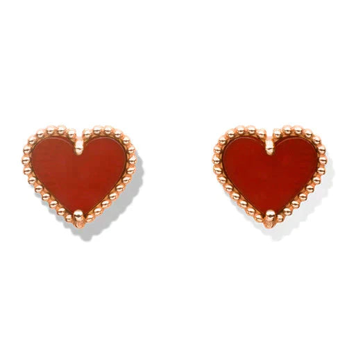 ˇTrend JewelryˇHEART CARNELIAN STUD EARRINGS