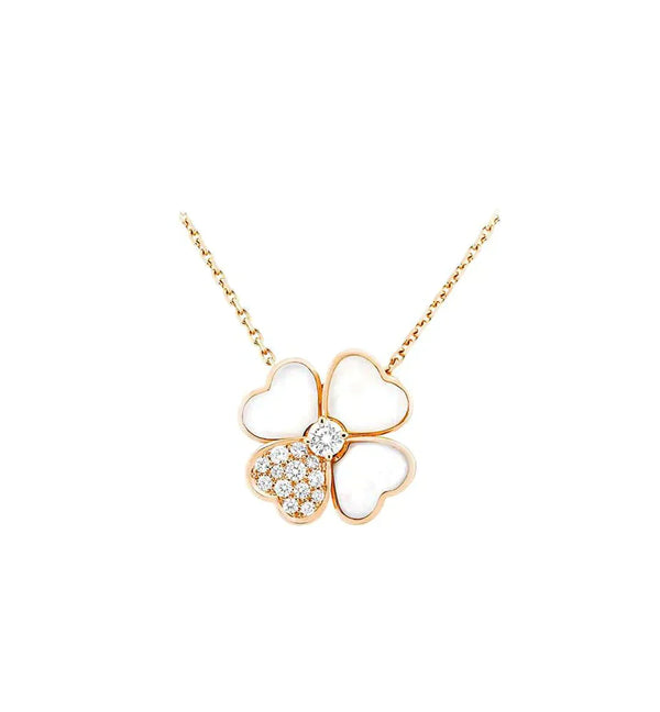 ˇTrend JewelryˇCLOVER MOP DIAMOND ROSE GOLD NECKLACE