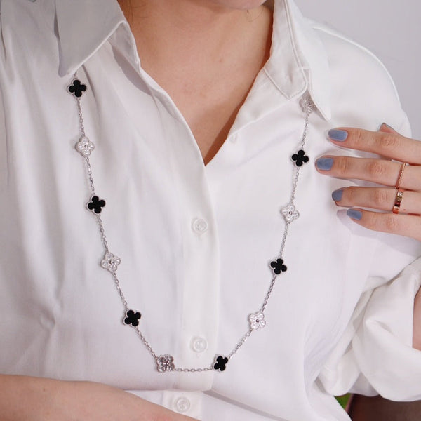 ˇTrend JewelryˇCLOVER 20 MOTIFS ONYX DIAMOND SILVER