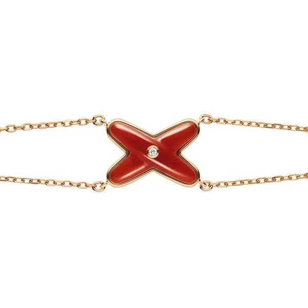 ˇTrend JewelryˇJEUX BRACELET CARNELIAN PINK GOLD 1 DIAMOND