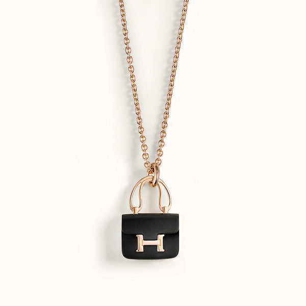 ˇTrend JewelryˇCONSTANCE BLACK PEDANT PINK GOLD NECKLACE