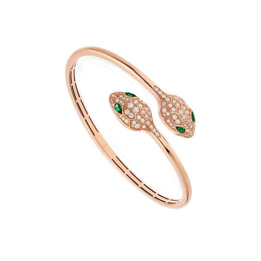ˇTrend JewelryˇSERPENTI BRACELET PINK GOLD MALACHITE DIAMOND DOUBLE SNAKE
