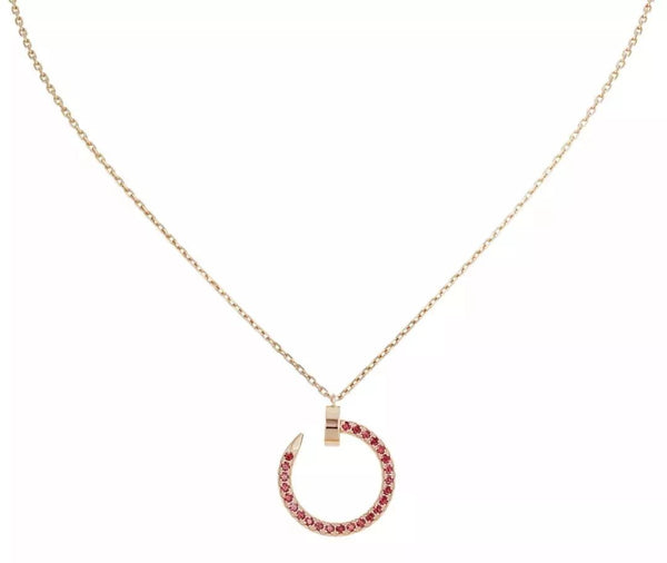 ˇTrend JewelryˇJUSTE NECKLACE GOLD RED DIAMONDS